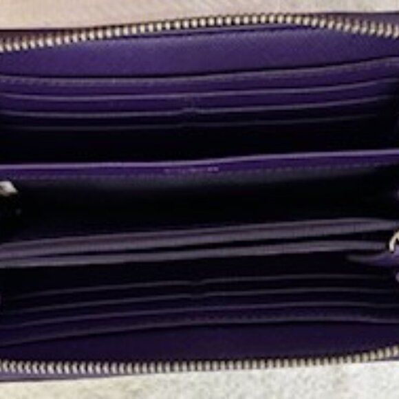 Coach Peyton Signature "C" print long wallet with violet interior and trim - Picture 8 of 11